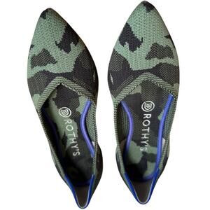Rothy’s | The Point Flats Women’s W7 Olive Camo Green Shoes Great Condition
